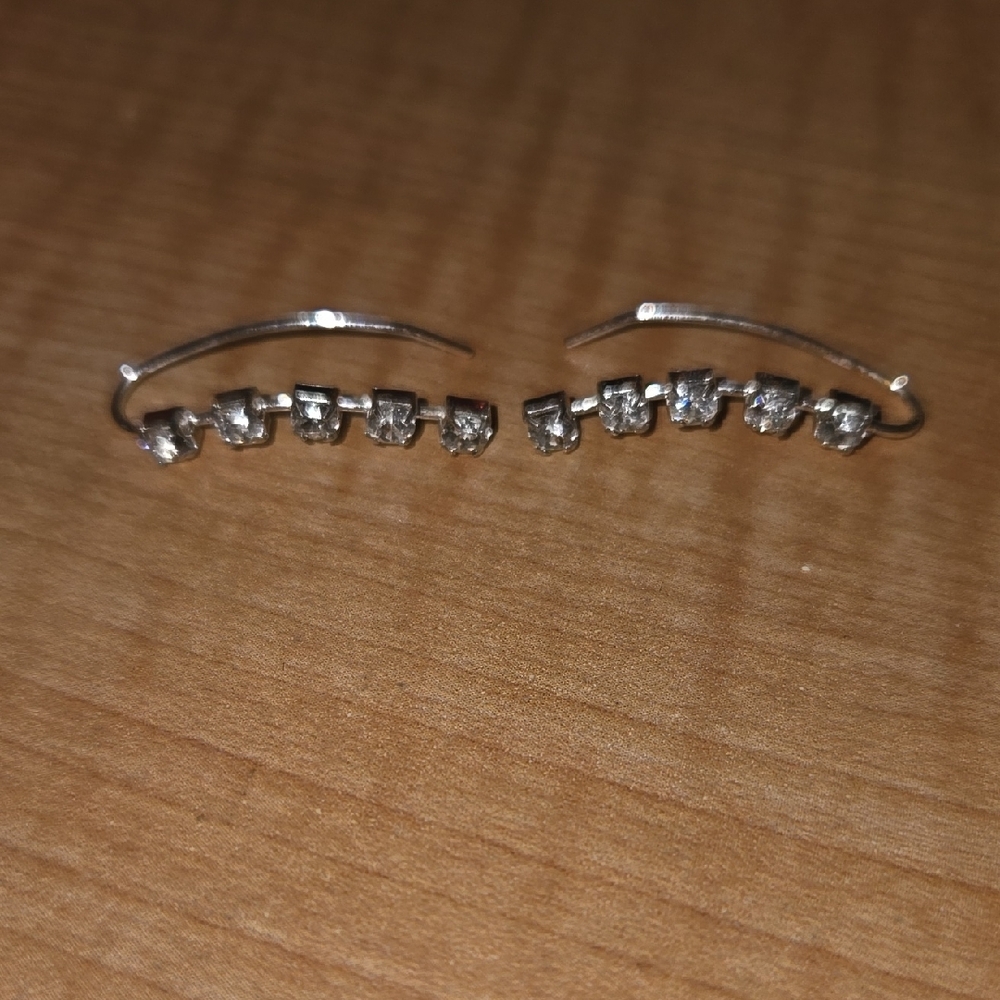 Elegant Silver Earrings with Gem Accents